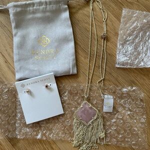 Kendra Scott Kingston Long Pendant Necklace and Matching Jamie Stud NWT